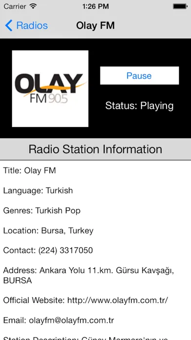 Ảnh chụp màn hình của Turkey Radio Live Player (Turkish / Türkiye / Türkçe / Turk / Türk radyo)