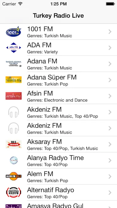 Ảnh chụp màn hình của Turkey Radio Live Player (Turkish / Türkiye / Türkçe / Turk / Türk radyo)