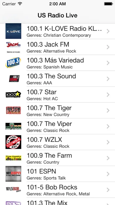 Zrzuty ekranu US Radio Live (United States of America USA)