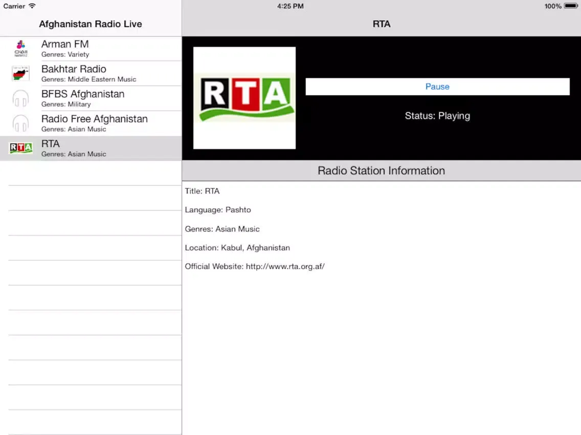 Afghanistan Radio Live Player (Afghan / Persian / Dari / Pashto / فارسی رادیو / افغانستان) iPad  スクリーンショット