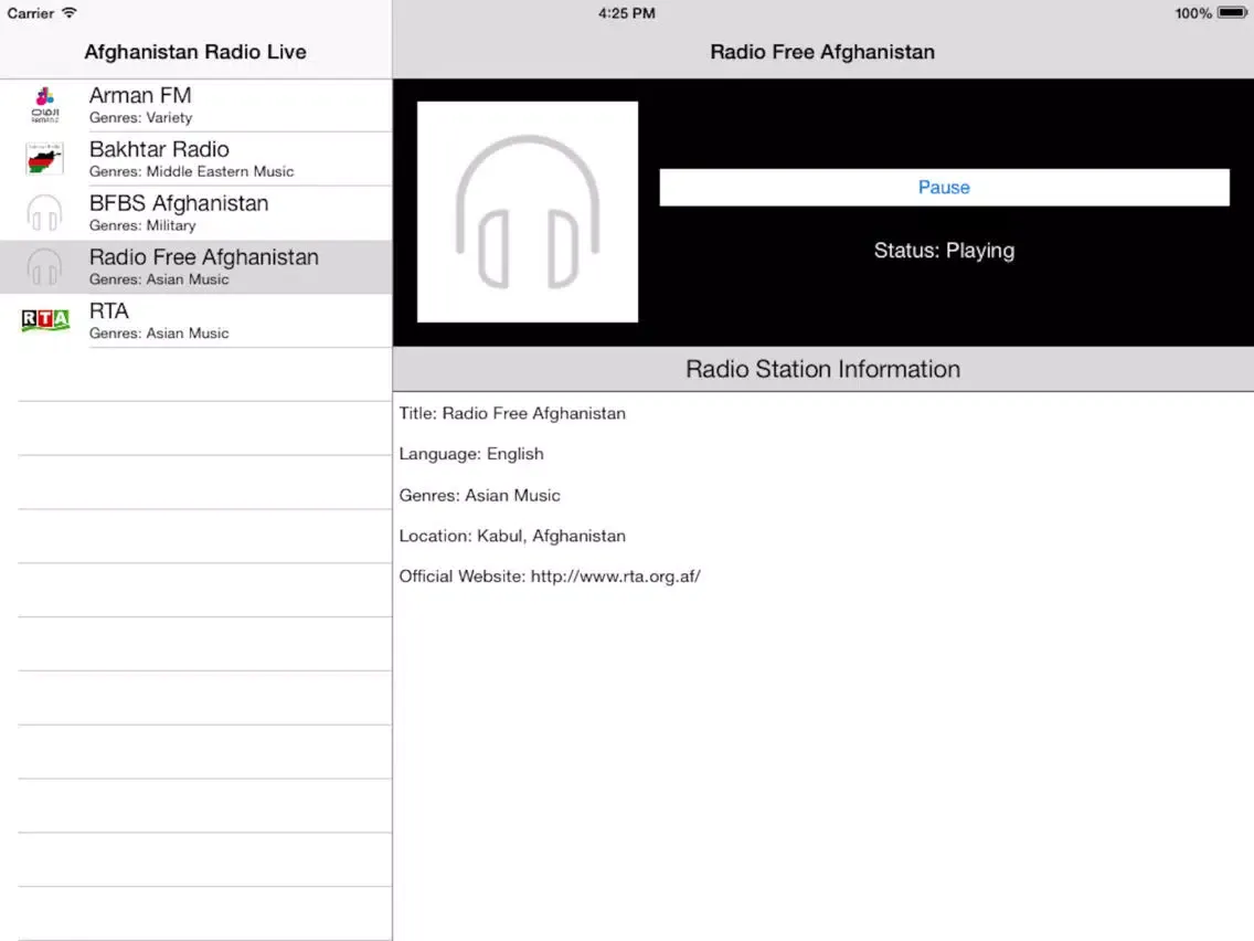 Afghanistan Radio Live Player (Afghan / Persian / Dari / Pashto / فارسی رادیو / افغانستان) iPad  スクリーンショット