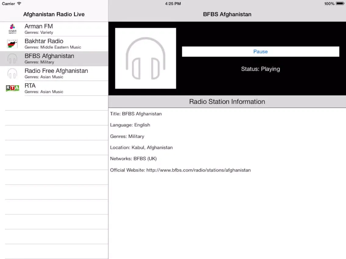 Afghanistan Radio Live Player (Afghan / Persian / Dari / Pashto / فارسی رادیو / افغانستان) iPad  スクリーンショット