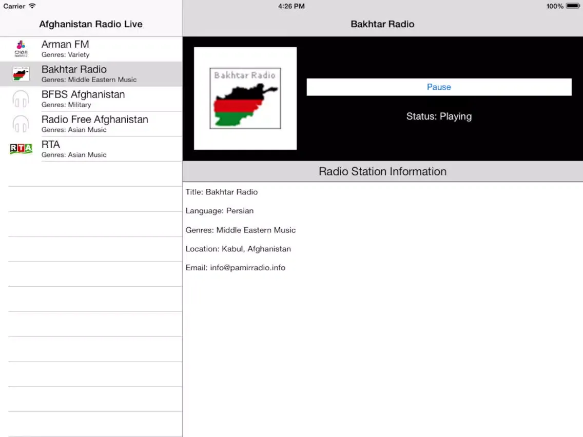 Afghanistan Radio Live Player (Afghan / Persian / Dari / Pashto / فارسی رادیو / افغانستان) iPad  スクリーンショット