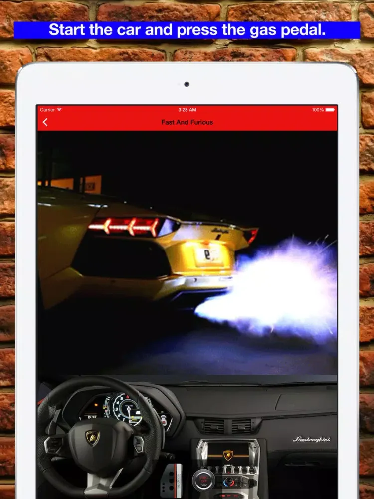 Garage: simulator exhaust sounds sports car. iPad  Screenshots