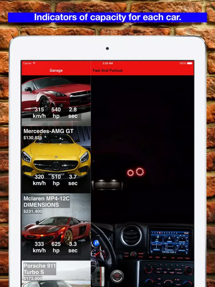 Garage: simulator exhaust sounds sports car. iPad  Screenshots