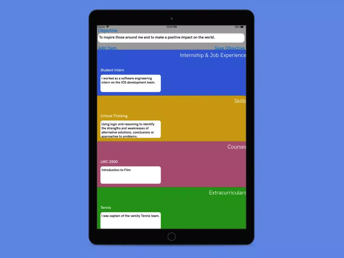 Resume Writer(Excel) iPad 應用截圖