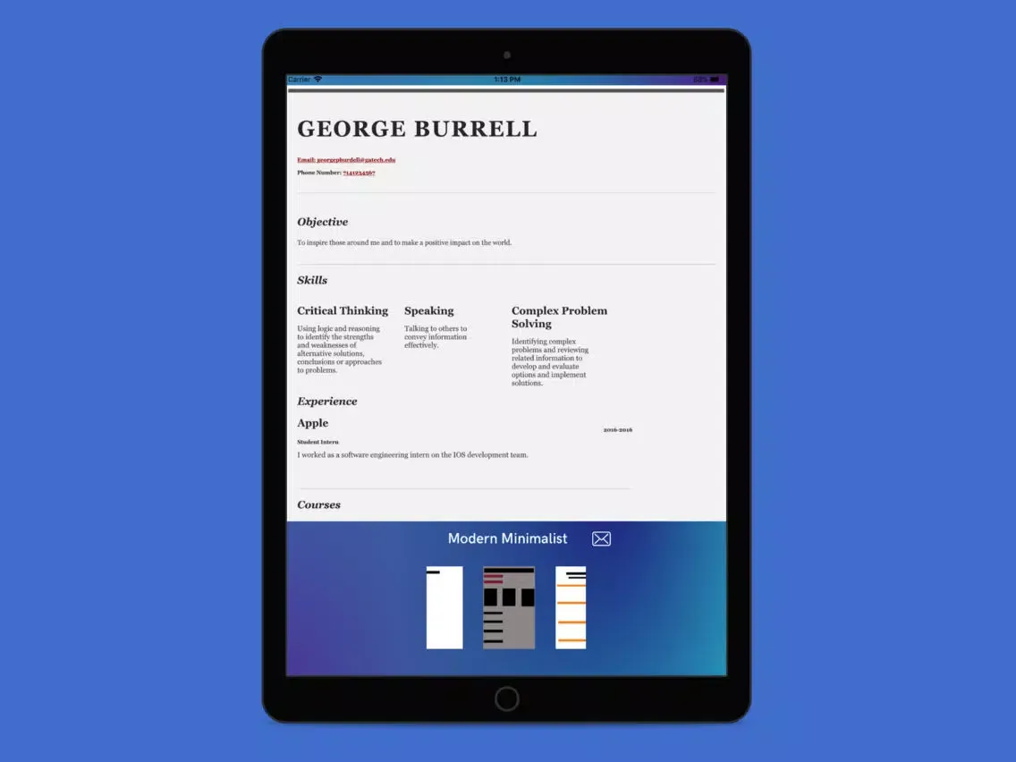 Resume Writer(Excel) iPad 應用截圖