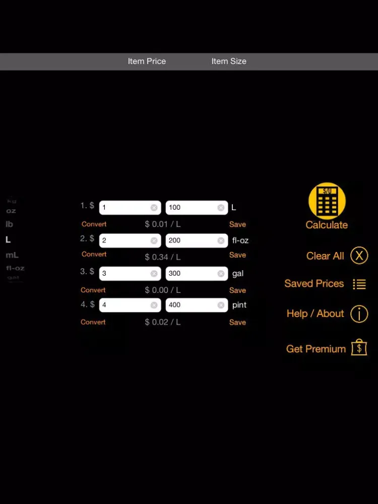 Tangkapan skrin Unit Pricer iPad 
