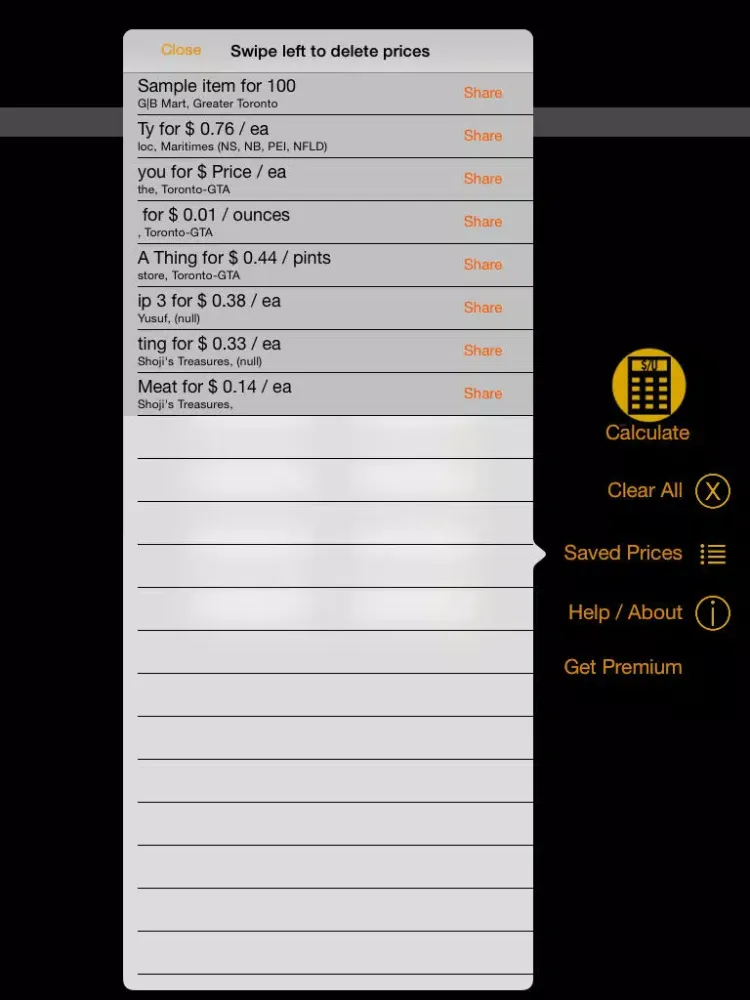 Tangkapan skrin Unit Pricer iPad 