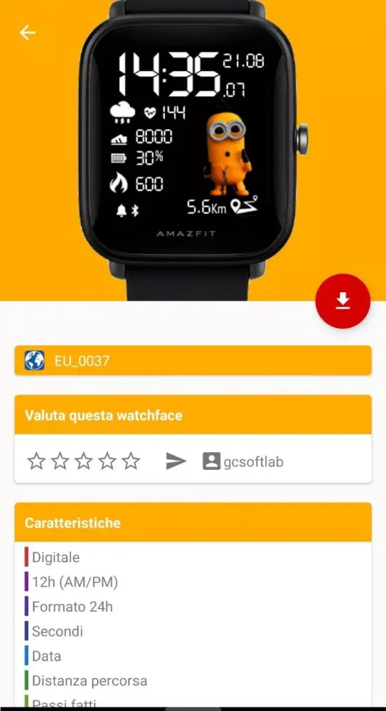 Ảnh chụp màn hình của Watchfaces Amazfit BIP U/U Pro