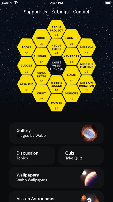 Ảnh chụp màn hình của James Webb Tracker