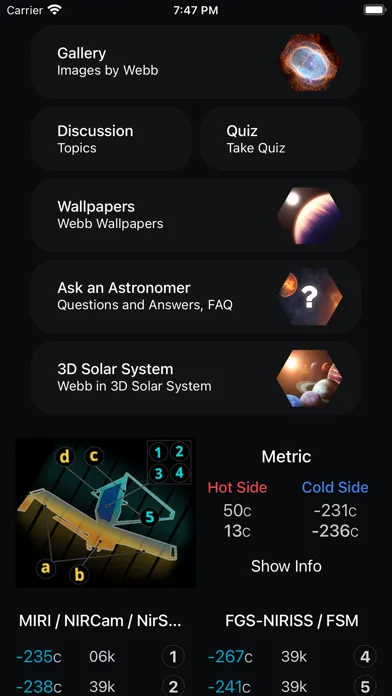 Ảnh chụp màn hình của James Webb Tracker