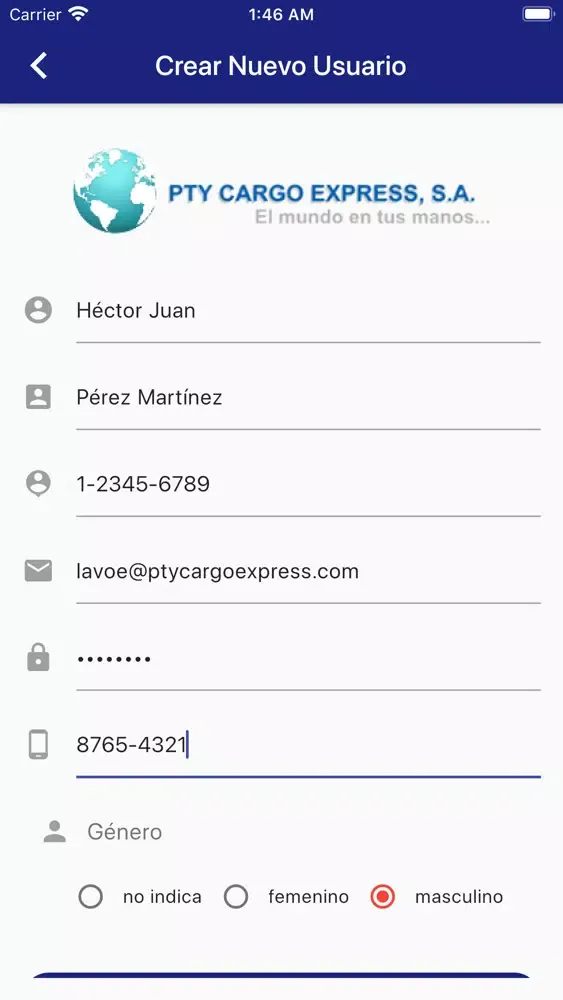 Скриншоты PTY Cargo Express App