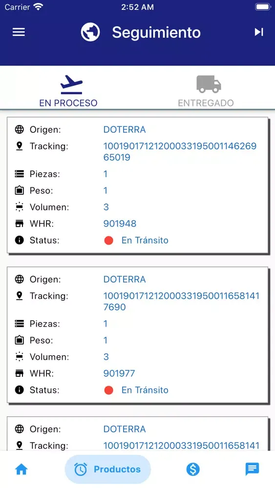 Скриншоты PTY Cargo Express App