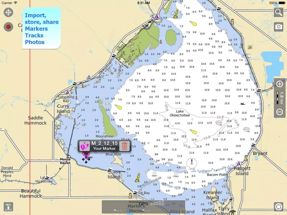 Aqua Map Florida Lakes GPS HD iPad  Screenshots