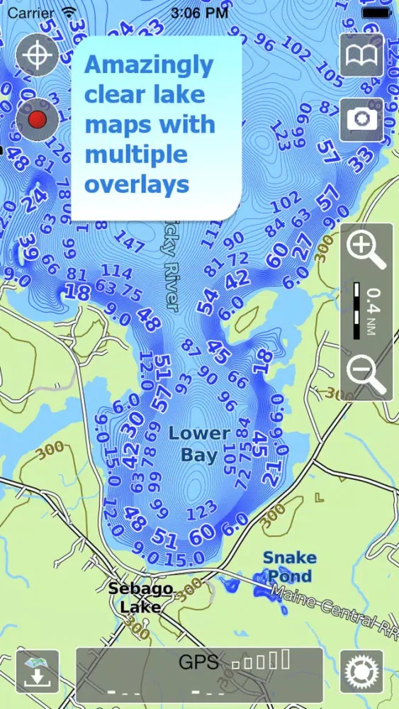 Aqua Map Maine Lakes GPS HD سکرین شاٹس