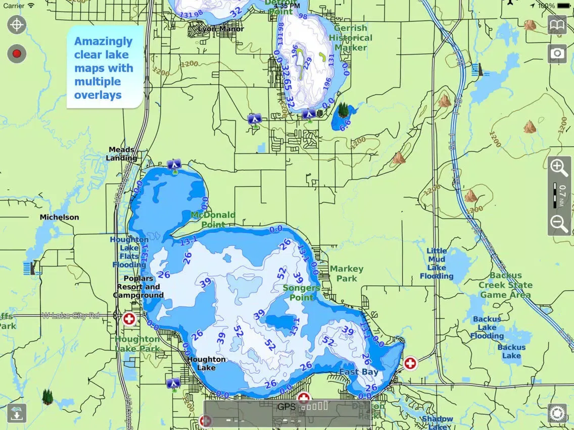 تصاویر Aqua Map Michigan Lakes GPS HD iPad 