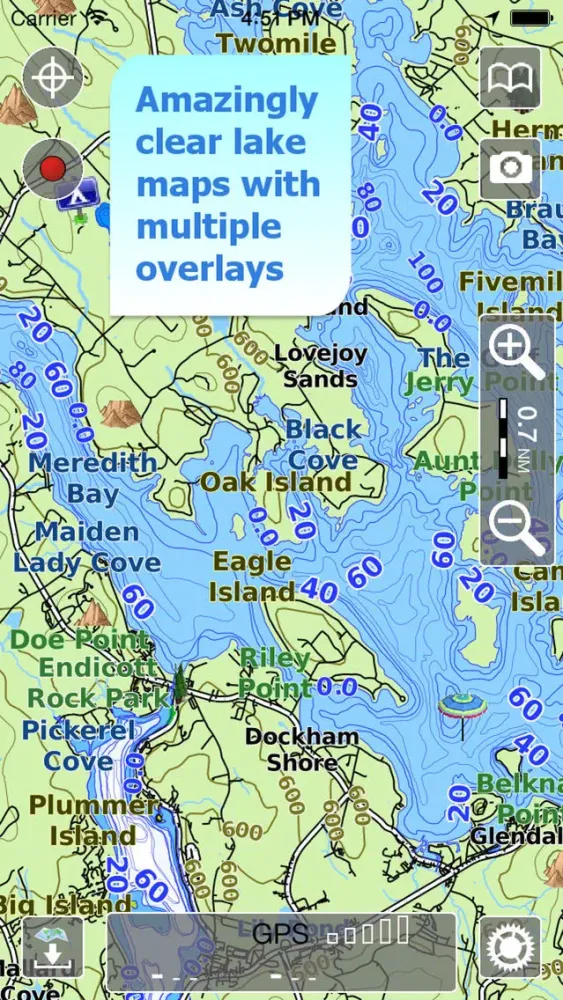 Tangkapan skrin Aqua Map New Hampshire Lakes +