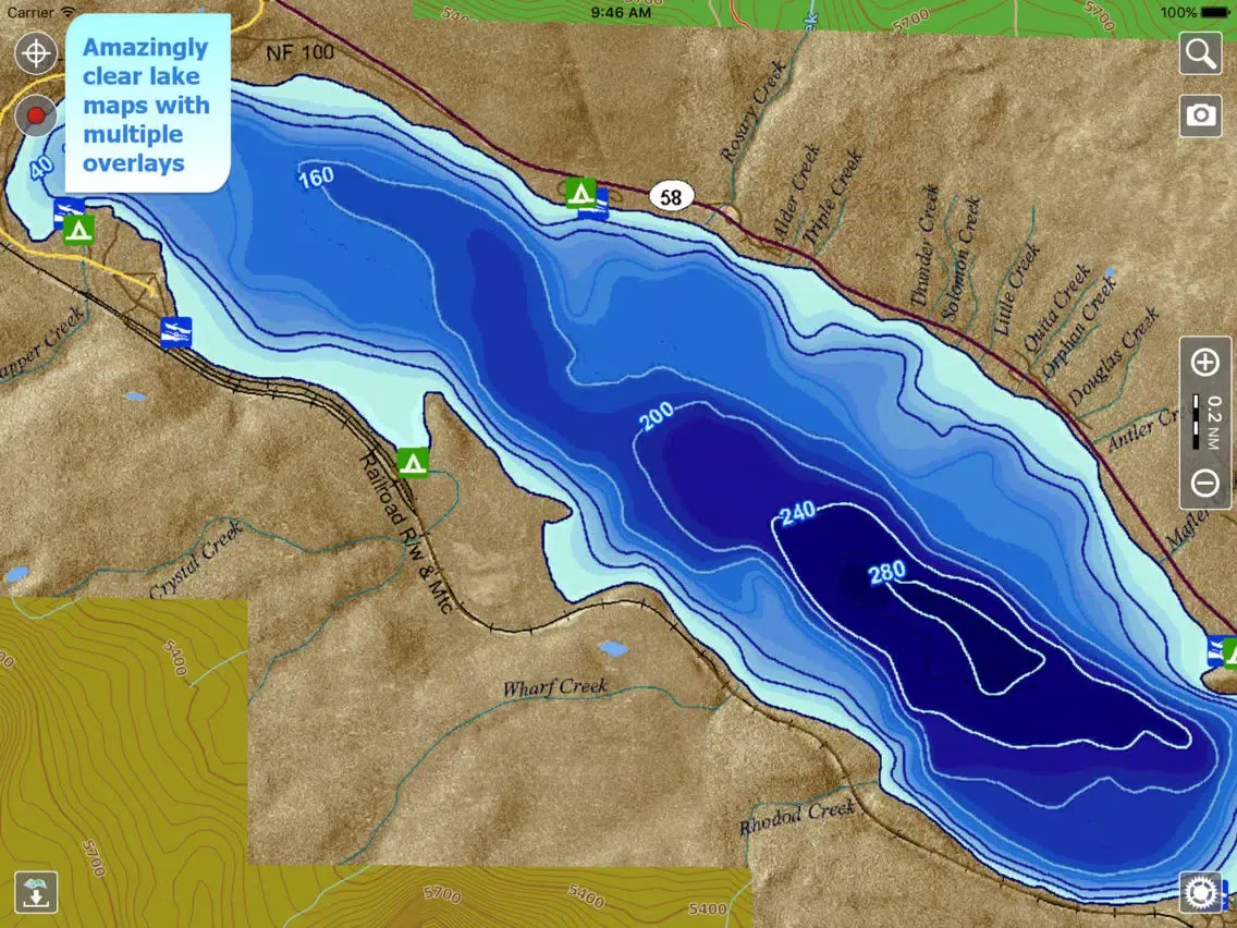 Aqua Map Oregon Lakes GPS HD iPad  Screenshots