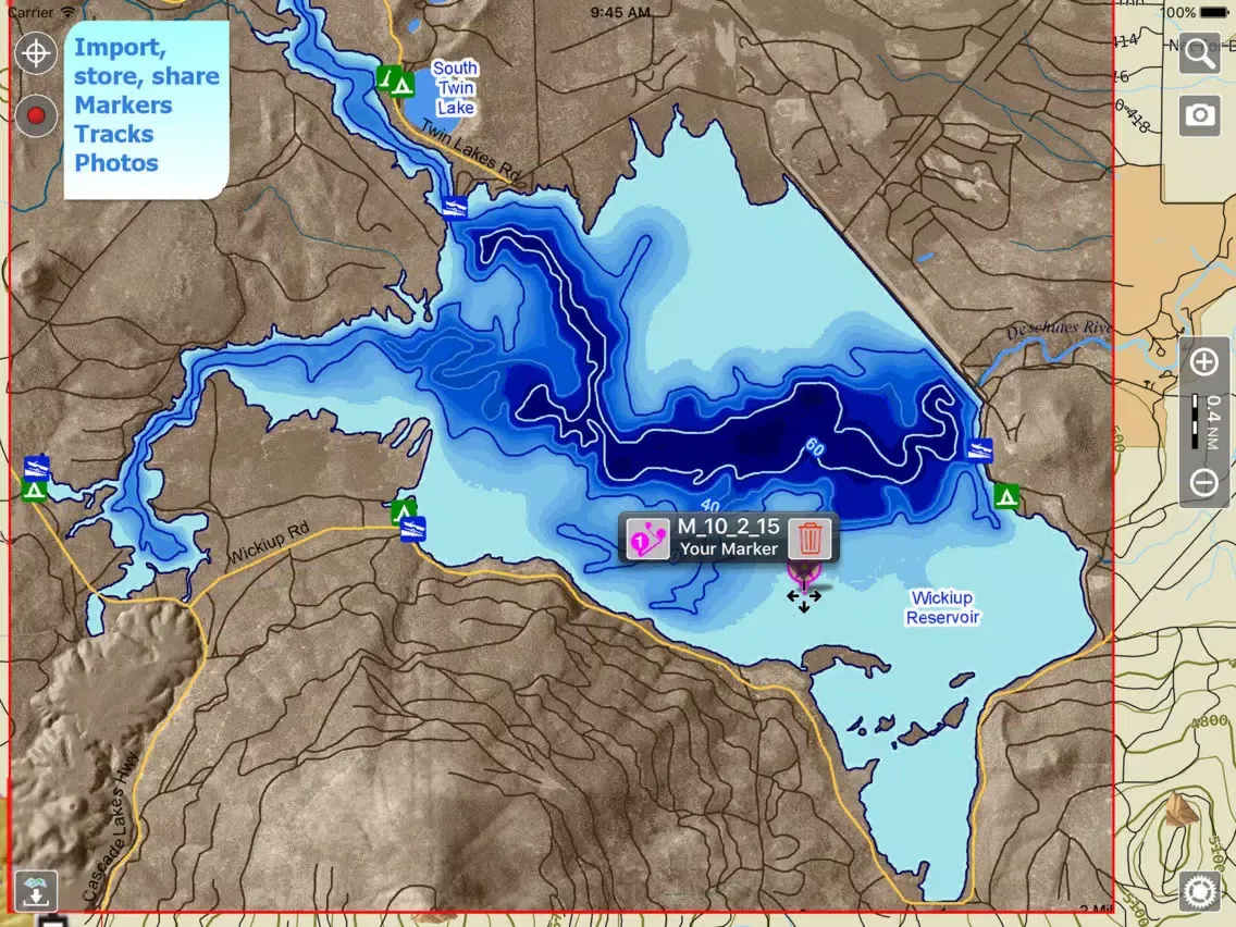 Aqua Map Oregon Lakes GPS HD iPad  Screenshots