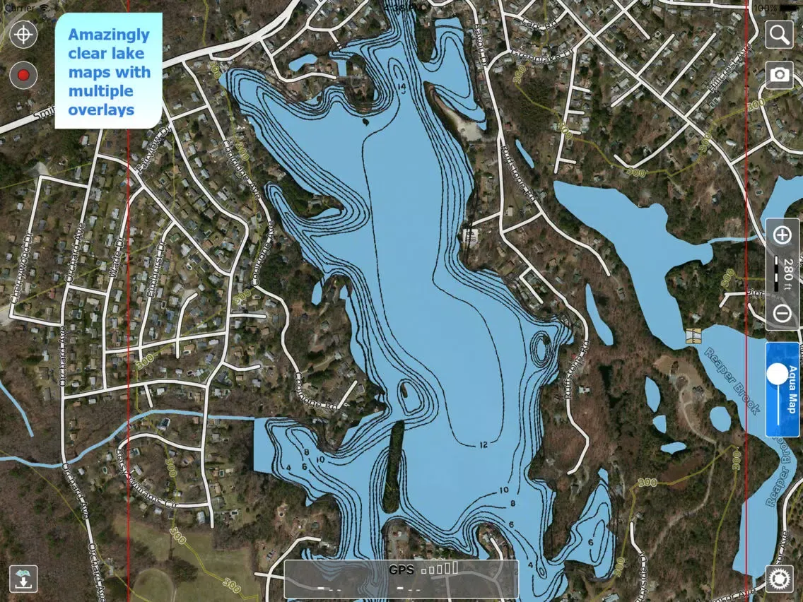 Ảnh chụp màn hình của Aqua Map Rhode Island Lakes HD iPad 