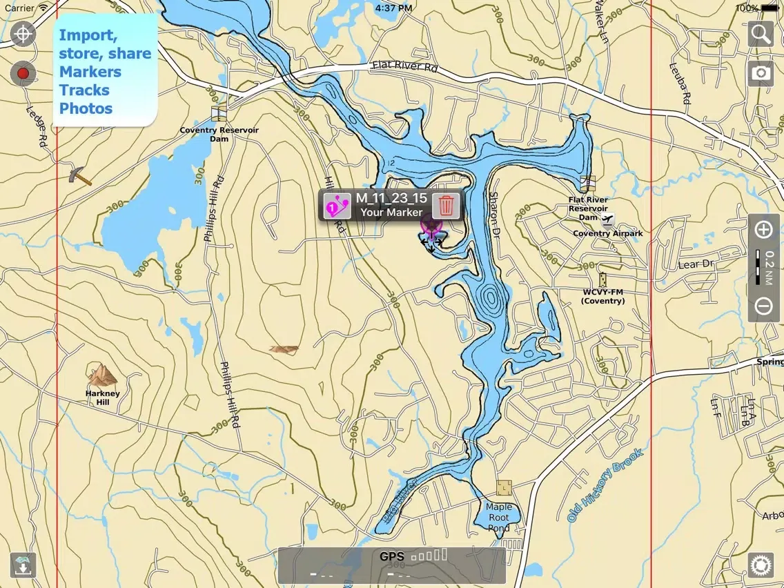 Ảnh chụp màn hình của Aqua Map Rhode Island Lakes HD iPad 