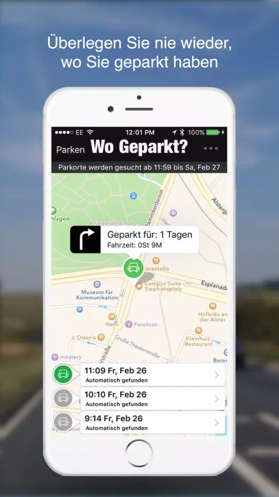 Tangkapan skrin Wo Geparkt? - Finden Sie, Suchen Sie, wo Sie Ihr Auto mit Künstlicher Intelligenz geparkt