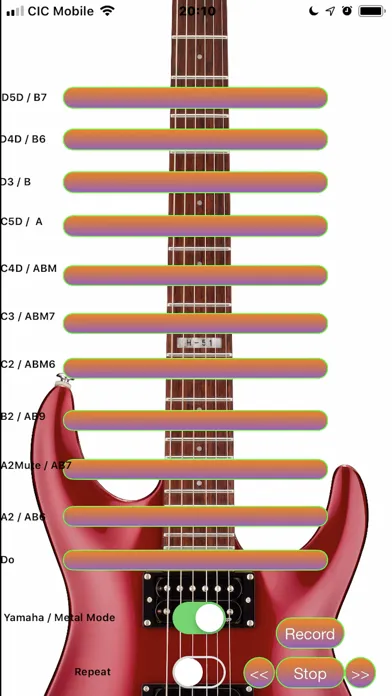 Capturas de tela do iTouchGuitar