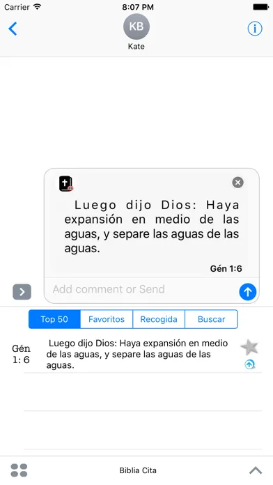 Ảnh chụp màn hình của Biblia citas para iMessage