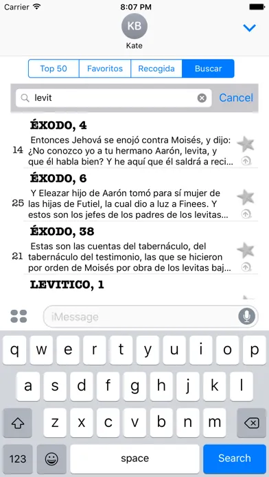 Ảnh chụp màn hình của Biblia citas para iMessage