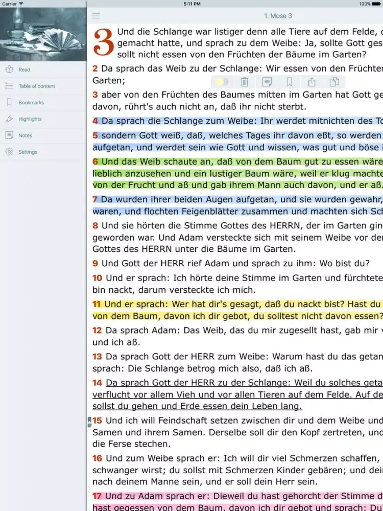 Tangkapan layar Luther Bibel (Holy Bible in German) iPad 