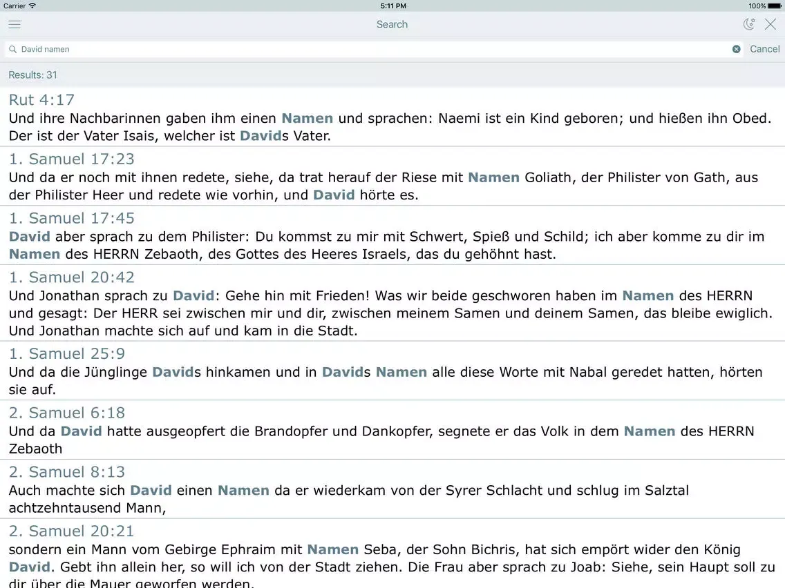 Tangkapan layar Luther Bibel (Holy Bible in German) iPad 