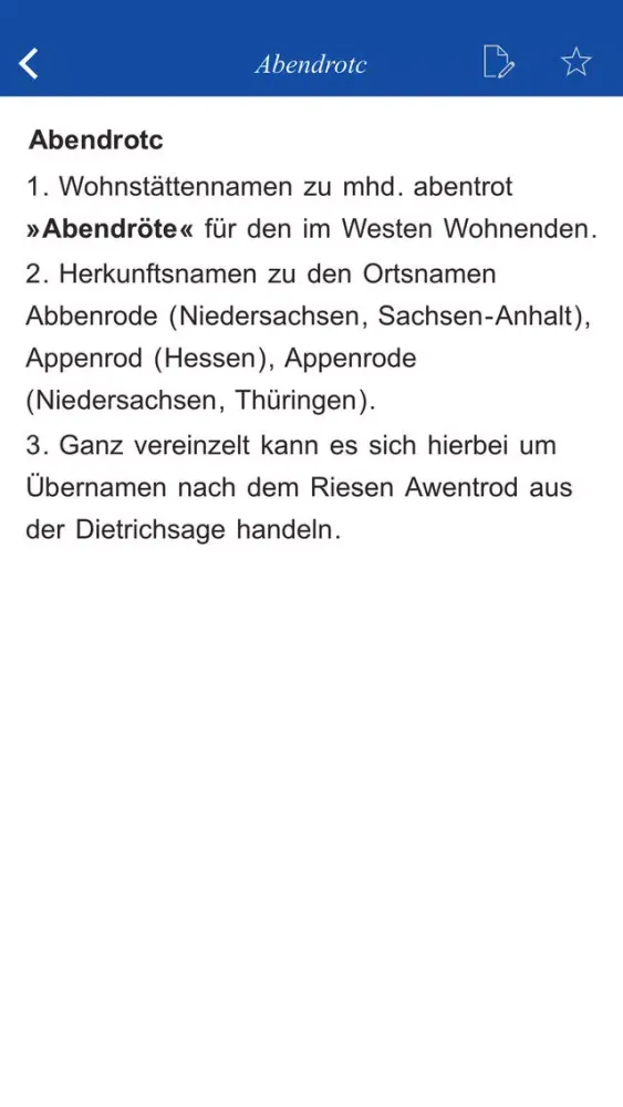Скриншоты Dictionary of German family names