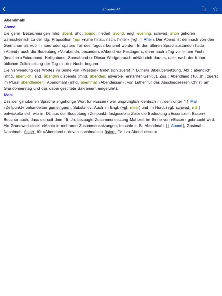 Скриншоты German Origin Dictionary iPad 