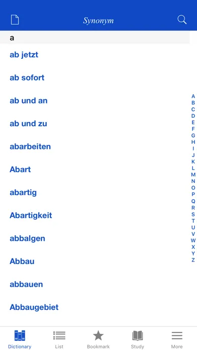 German Synonym Dictionary Screenshots