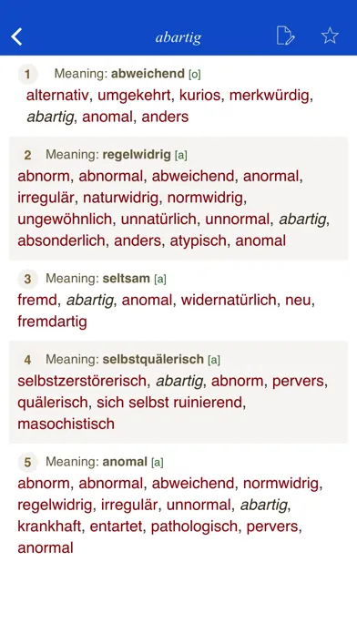 German Synonym Dictionary Screenshots
