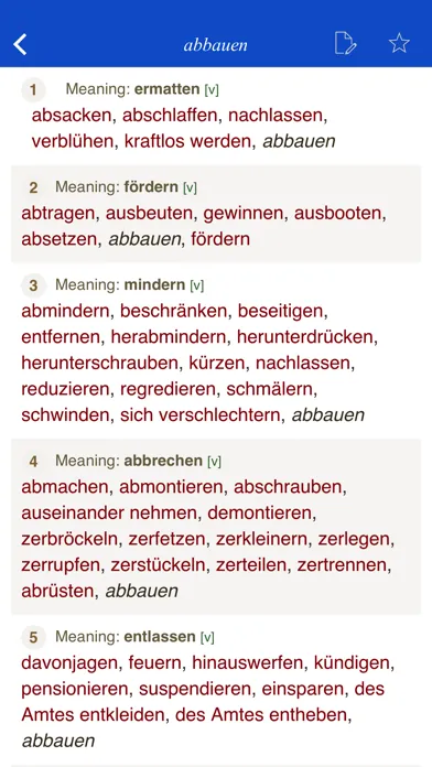 German Synonym Dictionary Screenshots