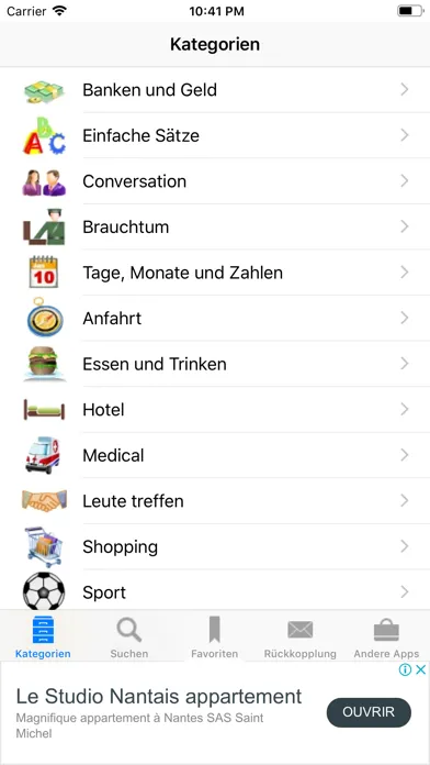 German to English Phrasebook Screenshots