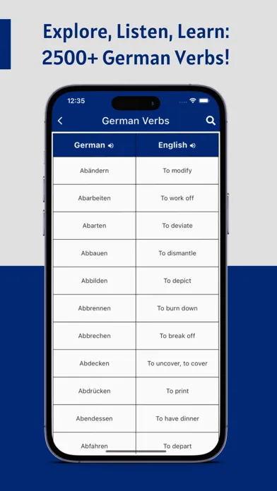 Tangkapan layar German Verbs App