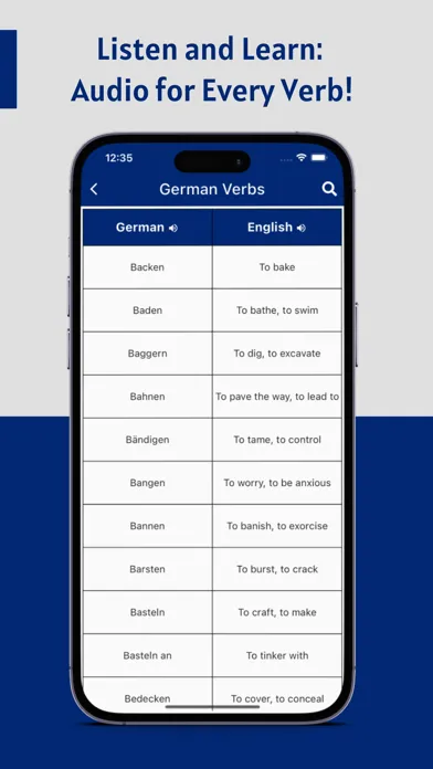 Tangkapan layar German Verbs App