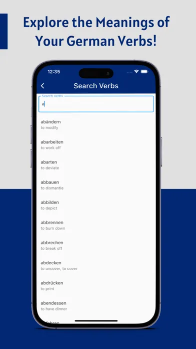 Tangkapan layar German Verbs App