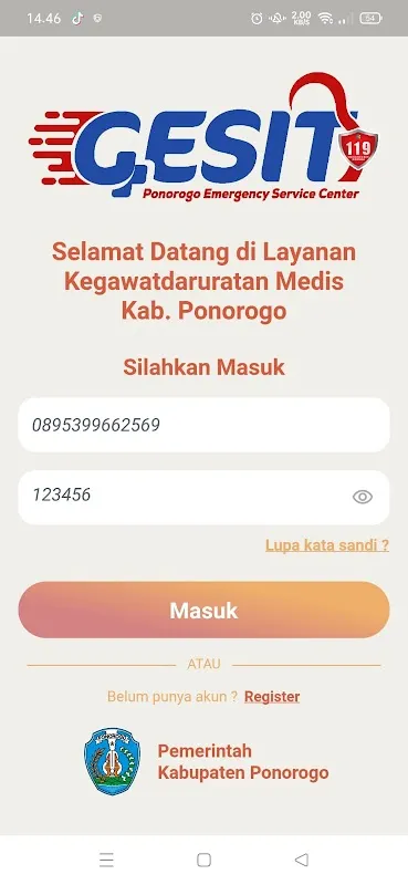 Tangkapan skrin GESIT-119 PONOROGO