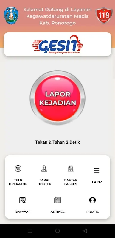 Tangkapan skrin GESIT-119 PONOROGO
