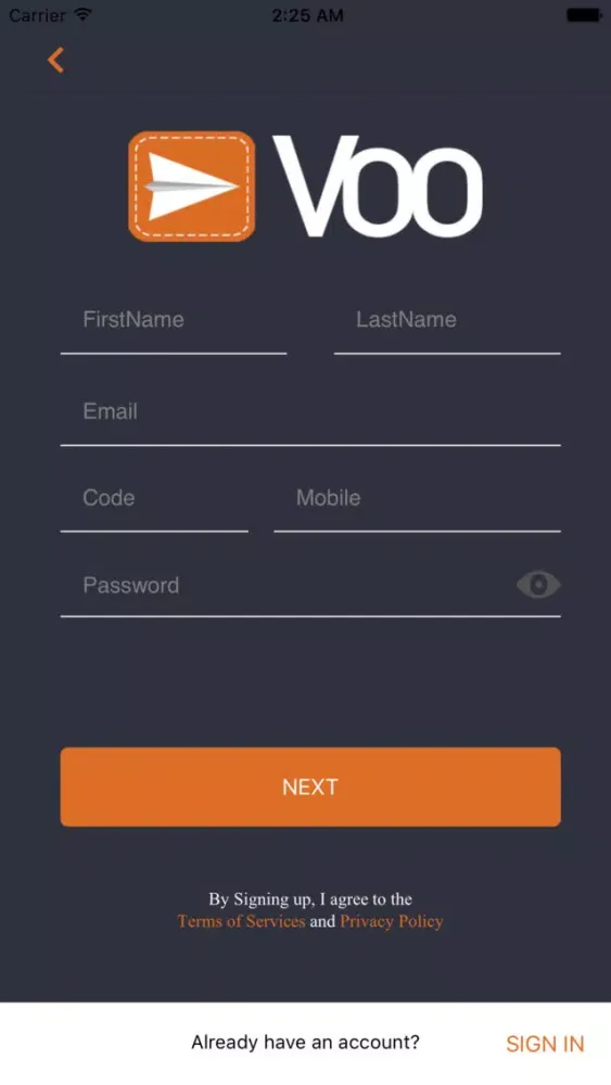 Ảnh chụp màn hình của VOO Delivery
