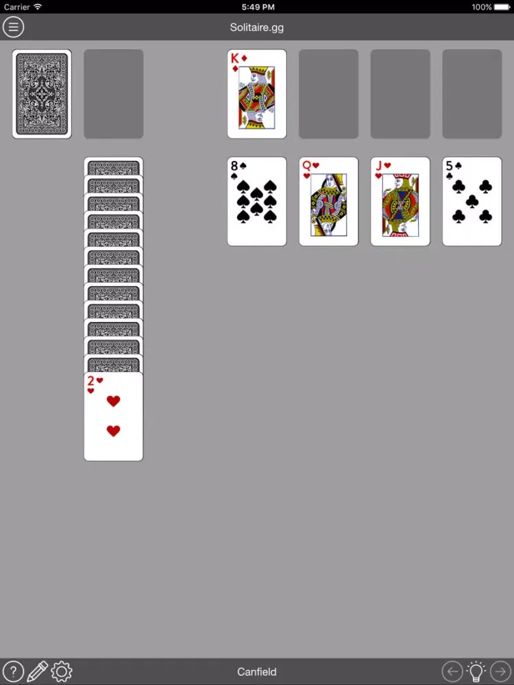 Tangkapan layar Solitaire.gg iPad 