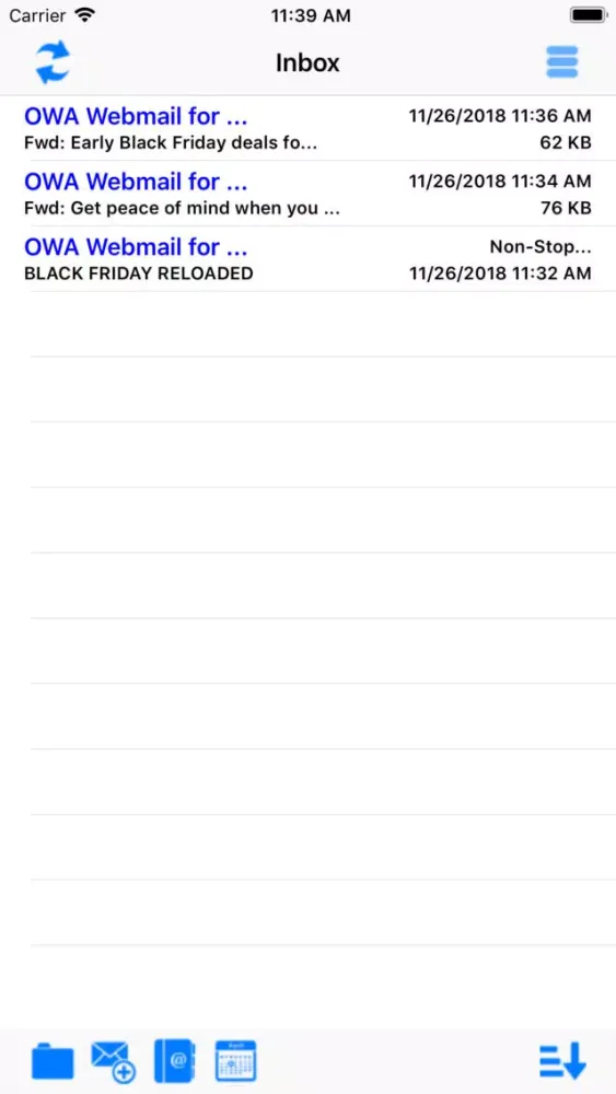 Capturas de tela do OWA Webmail
