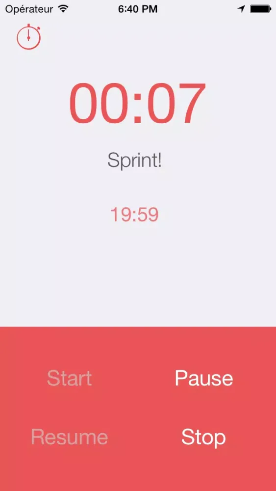 Tangkapan layar SprintTimer