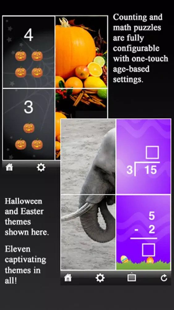 KidCalc 7-in-1 Math Fun (Including New Birthday Party and Halloween Themes) Screenshots