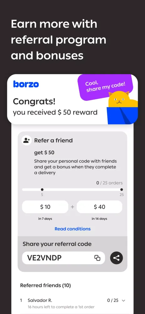 Capturas de tela do Borzo Delivery Partner Job