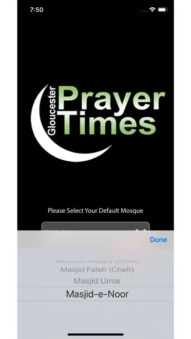 Tangkapan layar Gloucester Prayer Times